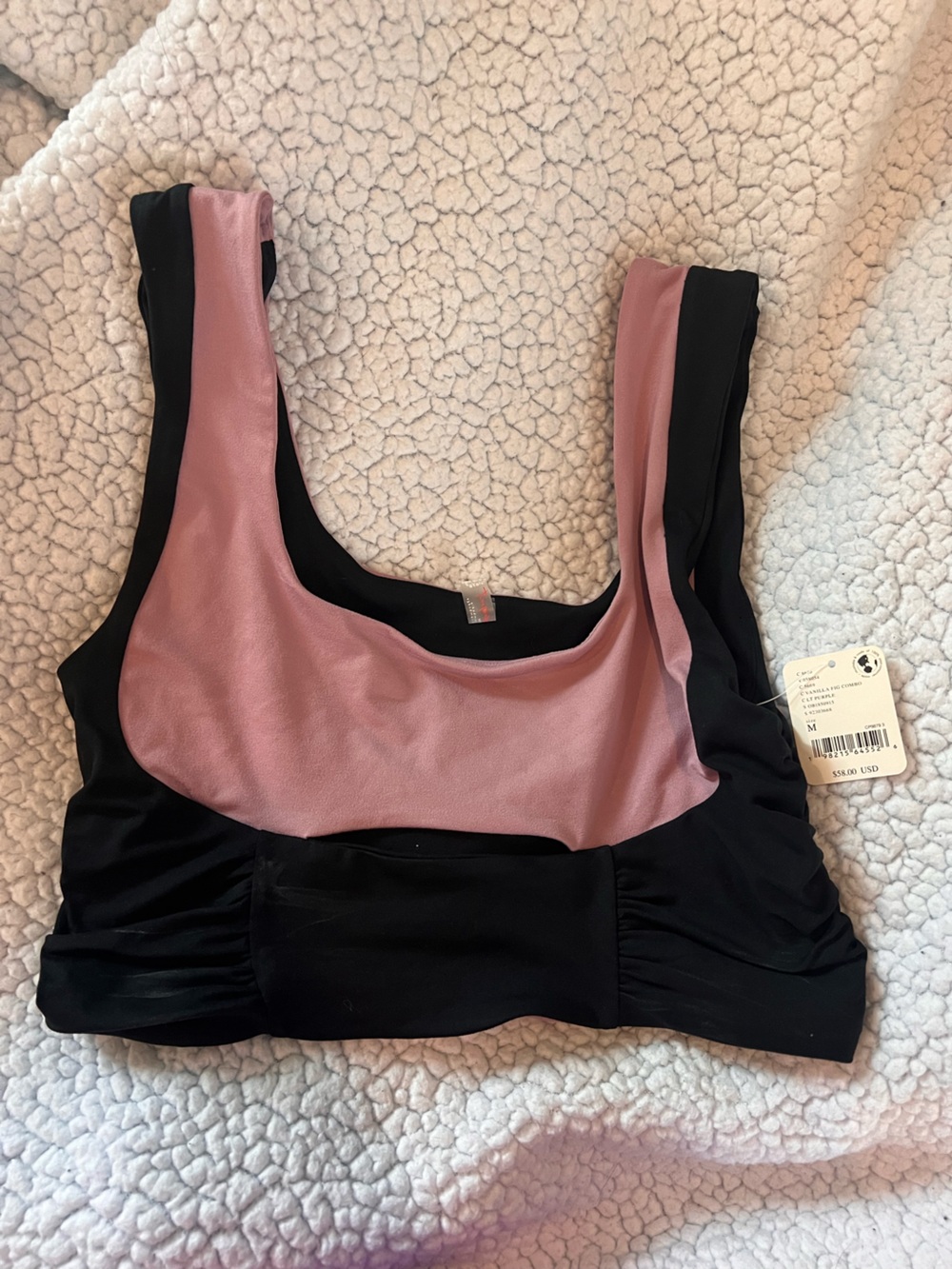 FP Movement by Free People Mauve and Black Scoop-Front Sports Bralette